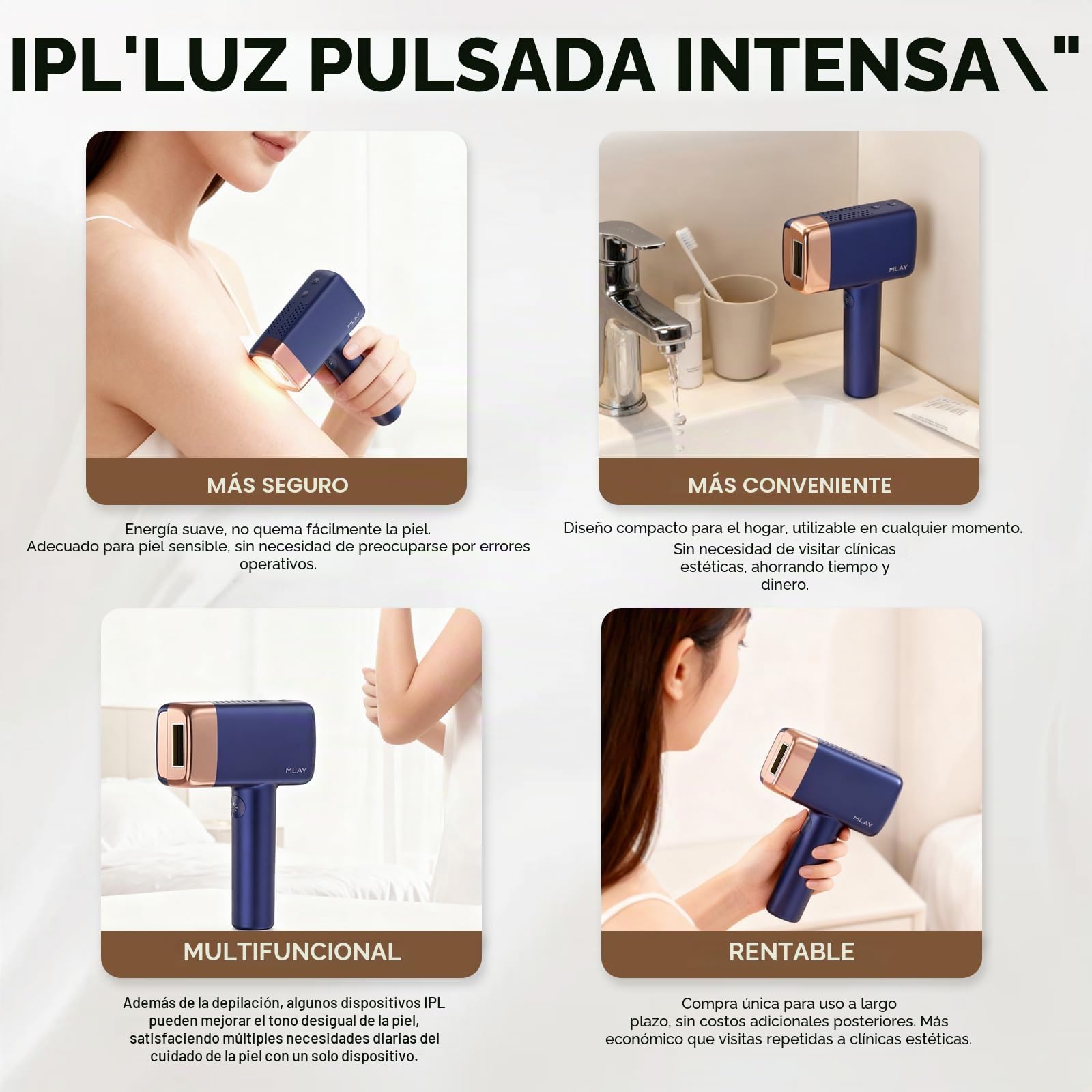 Mlay T14 Aparato De Depilación IPL – 96,39% Reducción De Vello En 4 Semanas, 5 Millones De Flashes, Painless Con Sistema De Refrigeración (Sin Láser), Para Todos Los Tipos De Piel, Azul