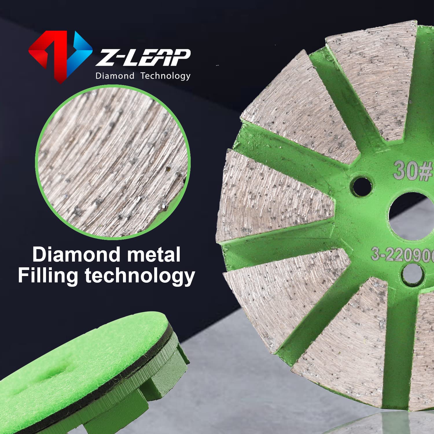 Metal Bond Diamond Floor Grinding Discs 3-Inch Polishing Pads for Concrete Stone (30 Grit, 3-Pcs)