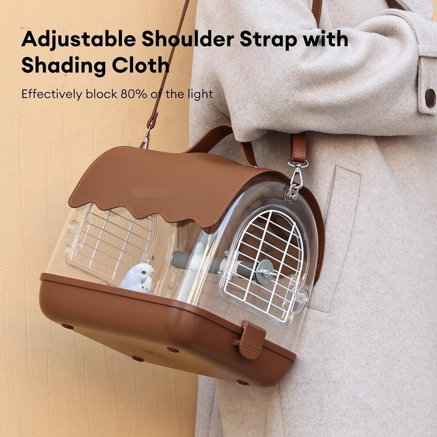 Vogelkäfig im Freien, Vogeltrage-Rucksack Mit Sitzstange, Transparente Reise-Vogelkäfigtasche Mit Schattenabdeckung, Sichtbarem Fenster Für Papageien, Wellensittiche Vogelvoliere Vogelkäfig Voliere(Br