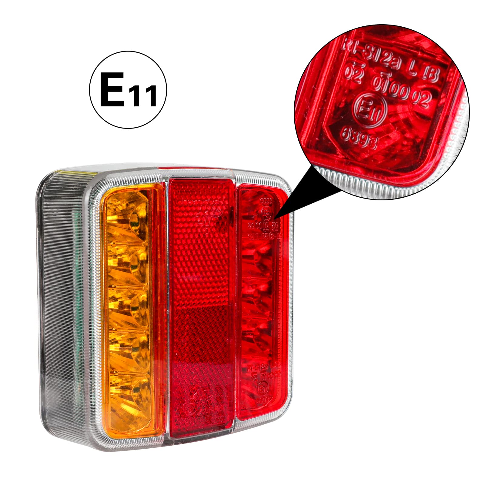 AOHEWEI 2Pcs Fanali Posteriori per Rimorchio 18LEDs 12V Fanali Posteriori Luci di Stop Riflettore Luci Targa IP67 Impermeabile Multifunzione Rimorchio Camion Caravan Van Barca Lampada E-Mark