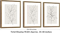 Vista 6 de WRFON Framed Botanical Wall Art Set of 3, 12x16 Minimalist Line Art Canvas Prints with Light Natural Wood Frame, Neutral Gallery Wall Decor for