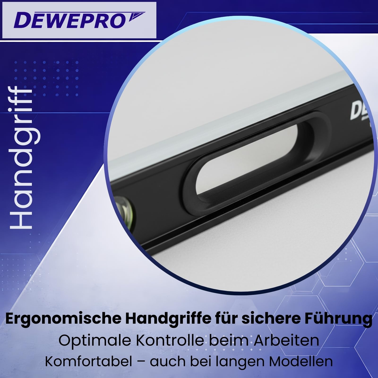 DEWEPRO Profi Wasserwaage aus Aluminium mit 2 Handgriffen und 3 Libellen - Länge: 200cm 2,0m - Messtoleranz: 0,5mm/m - Aluwasserwaage Aluminiumwasserwaage