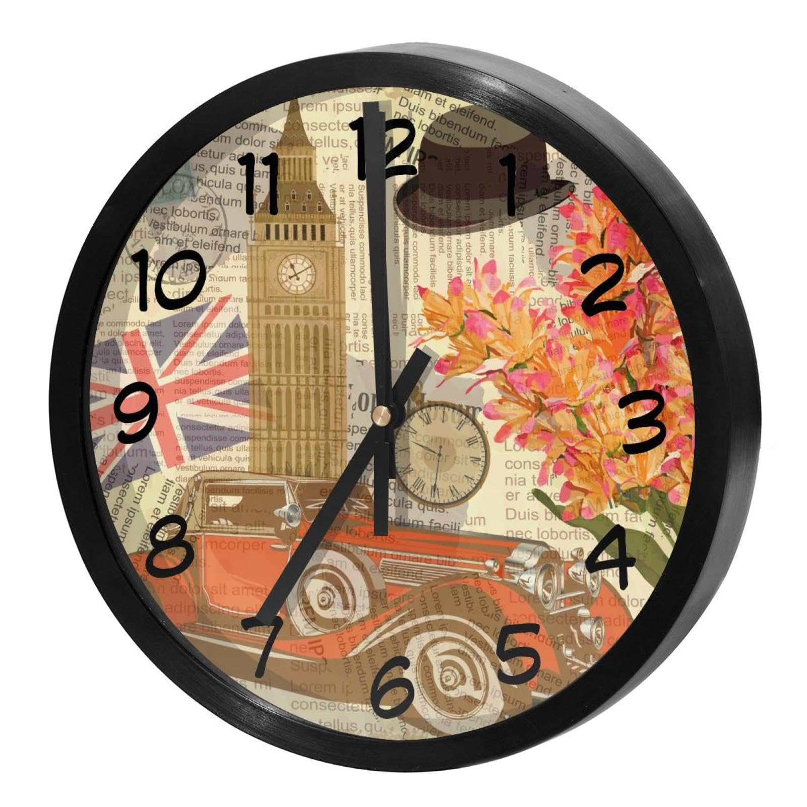 Horloge murale silencieuse vintage Londres un voyage poétique au fil du temps sans tic-tac