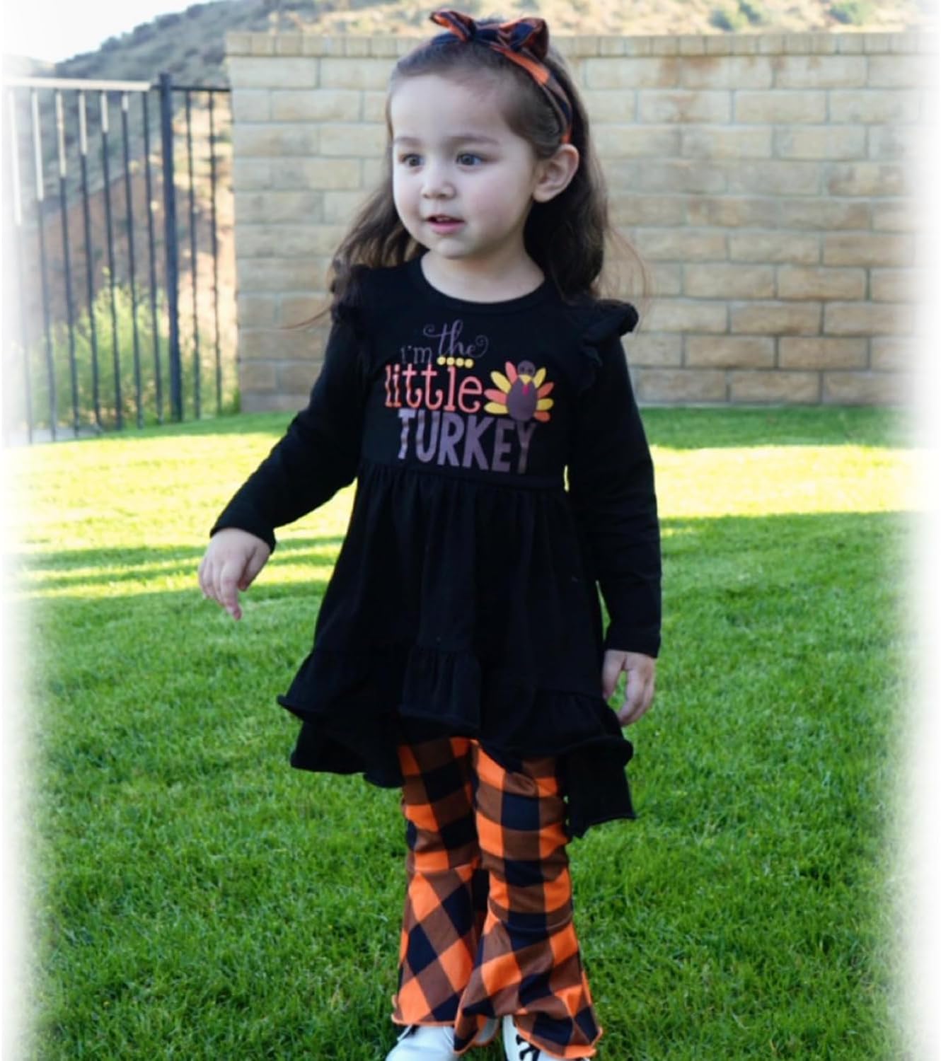 HINTINA Toddler little Girl Bell Bottoms Tunic Floral Outfits Ruffle Long Sleeve Fall Winter Clothes Set - Image 3