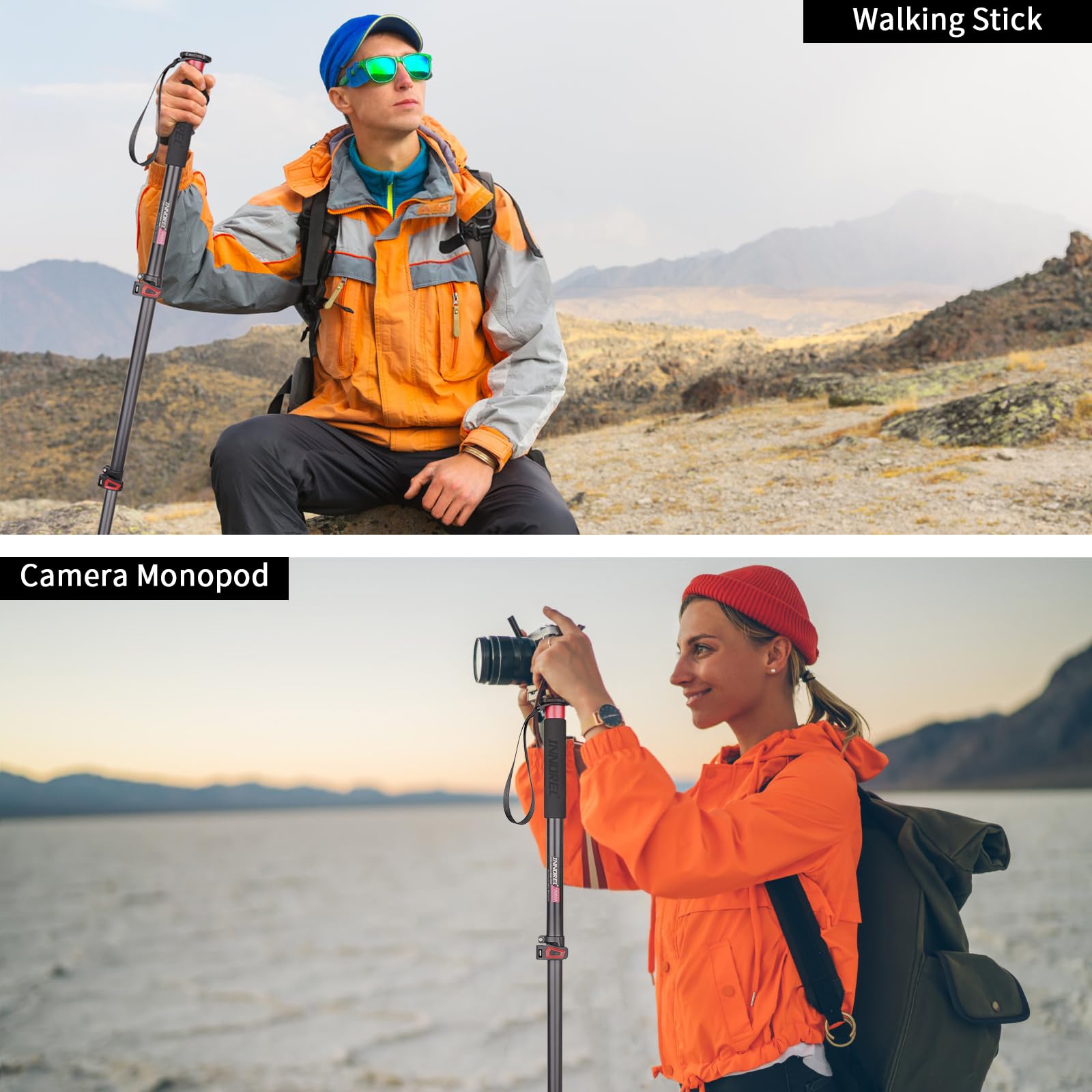 Innorel 66.9In 170Cm Camera Monopod Vm80A Aluminum Alloy Portable Compact Lightweight Travel Monopod With Fast Flip Lock For Canon Nikon Sony Dslr Camera Video Camcorder Dv Photography Load 33Lbs 15Kg 4