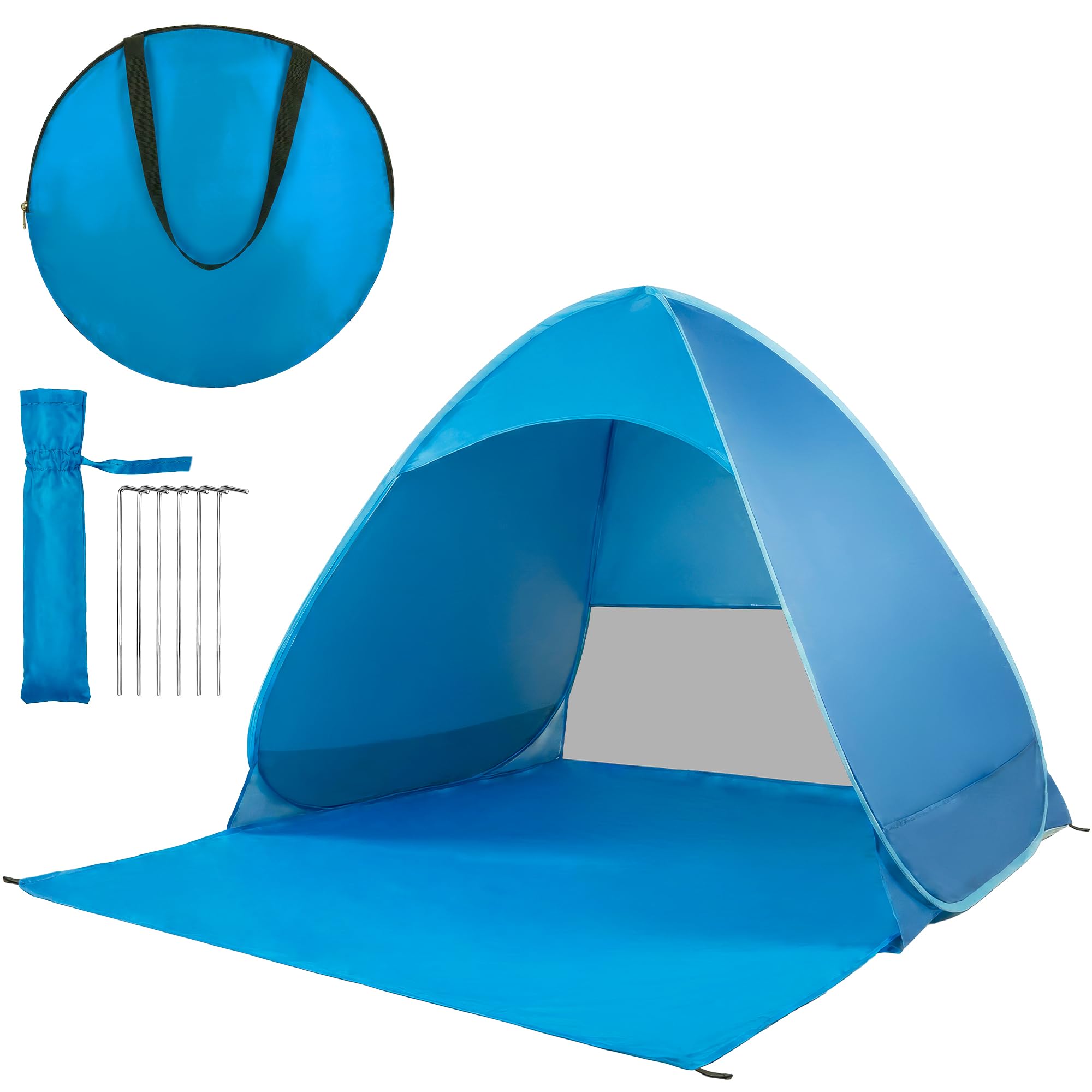 4smile Sonnenschirm Strand SunnyJoy Ø 160 cm, 3er Set - Strandschirm mit UV Schutz 50+, inkl. Sonnenschirm Schutzhülle und Bodenhülse - Strandschirm windfest stabil, Sonnenschutz Strand, Türkis