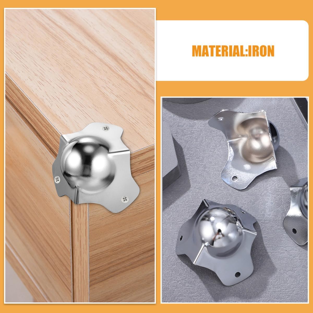 4pcs Metal Ball Corner Protectors Safety Bumpers Metal Edge Guards for Furniture Shelves Cabinets Proofing and Decorative Home Use