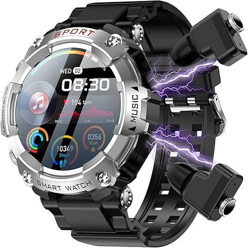 FusionGear Reloj inteligente con auriculares, auriculares Bluetooth, reloj deportivo, rastreador de fitness, MP3, grabadora de voz, llamadas,