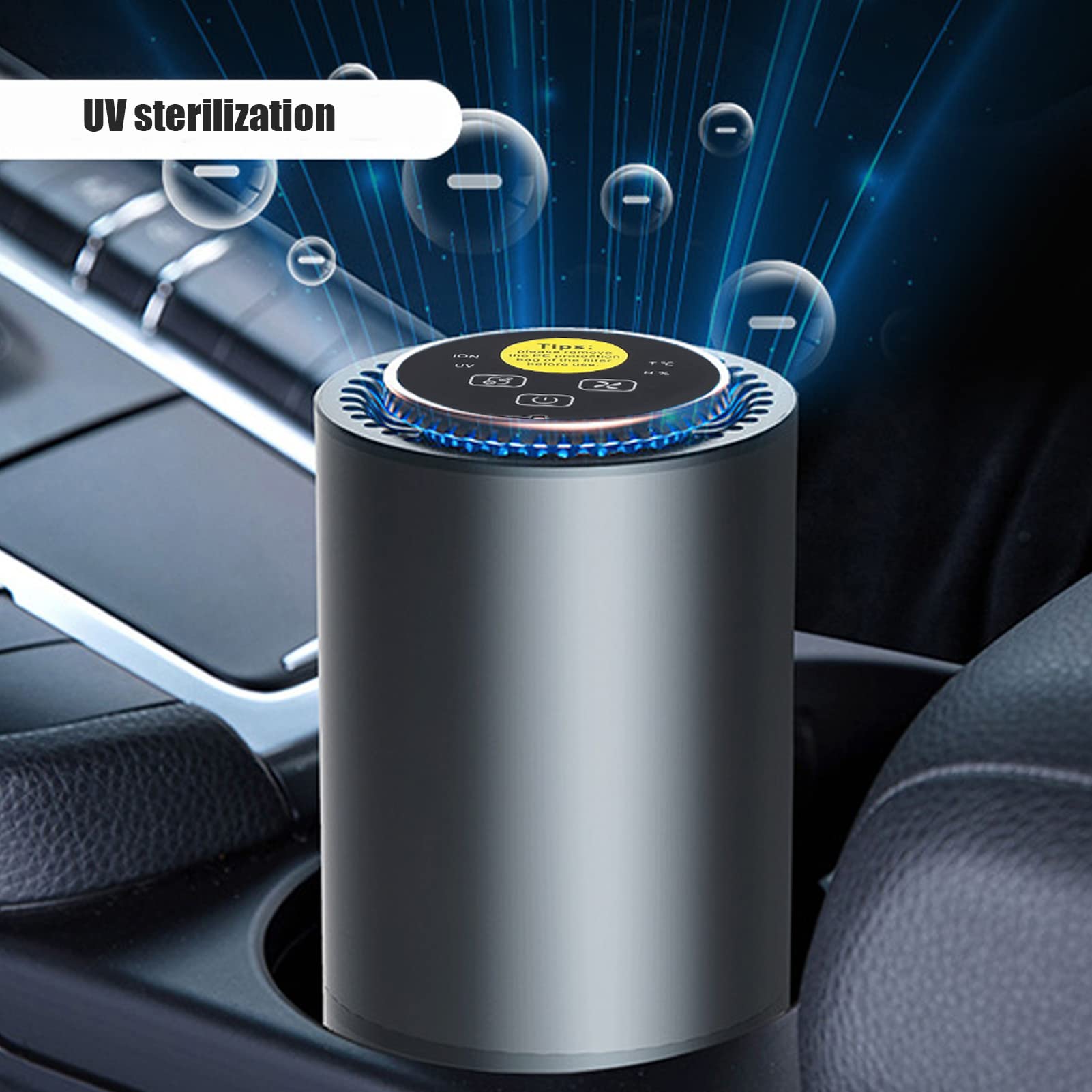 Purificador de aire del coche, portátil y de bajo ruido con filtro de carbón activado y desinfección ultravioleta