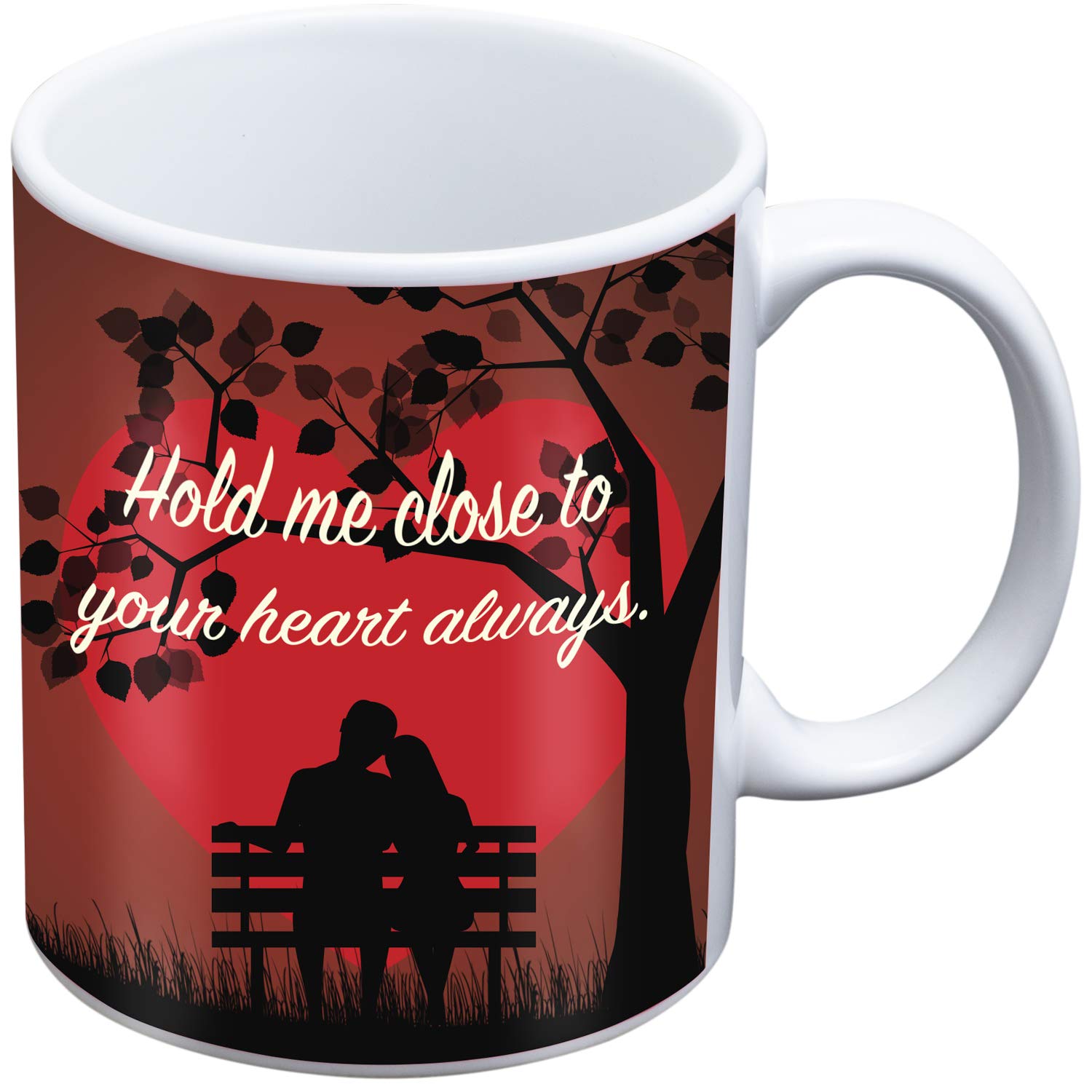 Next Bazaar (Kaameri) Valentines Day Hold me Close to Your Heart Always Quote Coffee Mug (Multicolour, 330 ml) - Gift for Girlfriend-Boyfriend-Wife-Husband-Men-Birthday