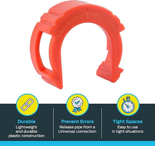 Miniatura 3 de SharkBite Clip de desconexión de 1-1/2 pulgadas para empujar para conectar accesorios de plomería de latón, UXLDC41
