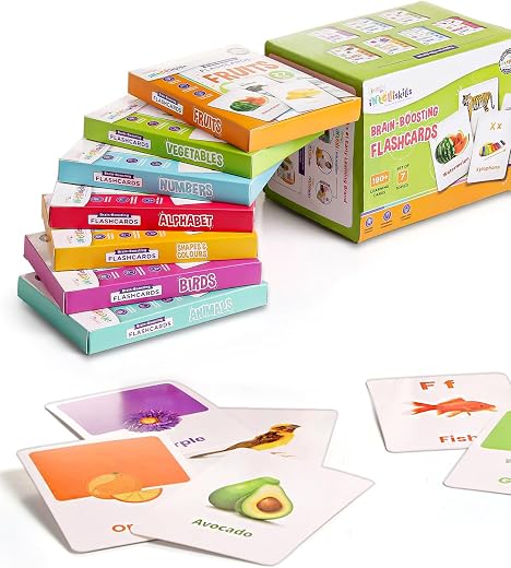 Intelliskills Premium 7-in-1 Brain Boosting Flash Cards for Kids,190 Cards,Flash Cards for 1+ Year Old Baby,Montessori Education Toy for Toddlers,Preschool Learning Activities,Waterproof,Birthday Gift