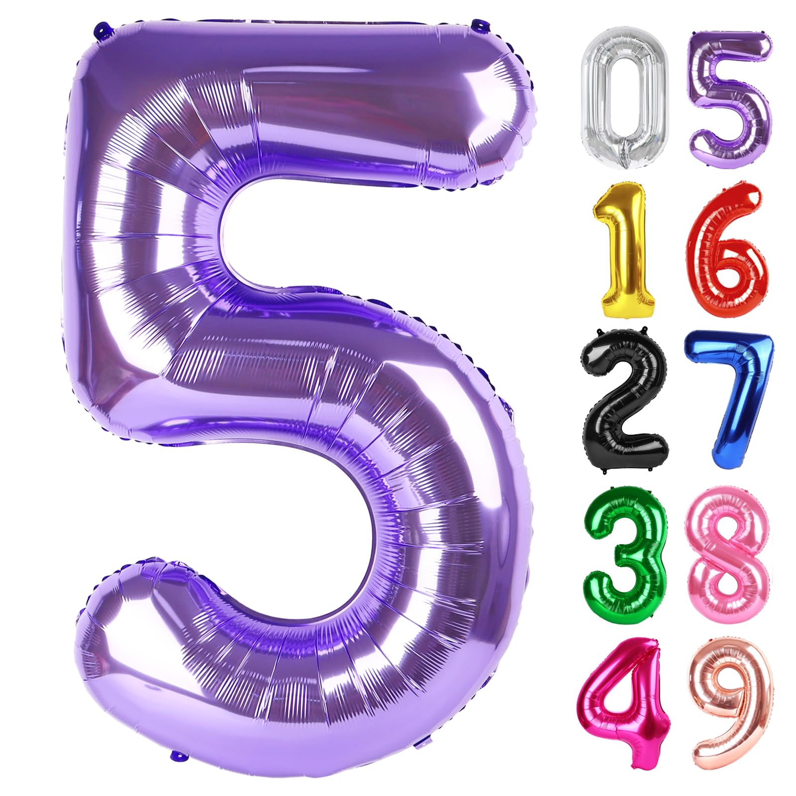 Purple Number 5 Balloon 40 Inch, 5th Birthday Party Decorations Men Women