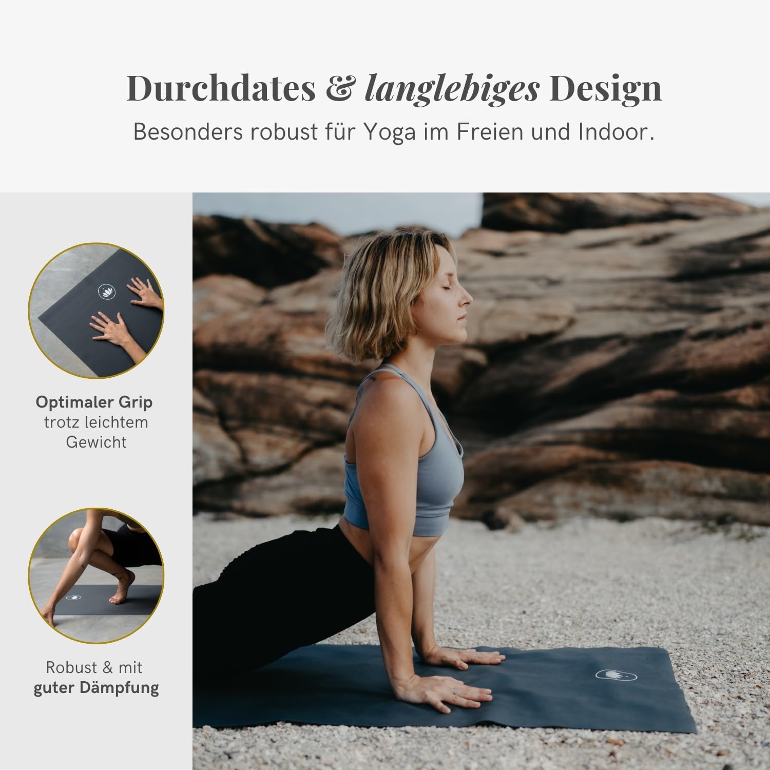 Lotuscrafts Esterilla de Yoga de Viaje plegable ARISE Travel - Fabricada en España - fina y fácil de plegar - esterilla de viaje ecológica de caucho 100% natural