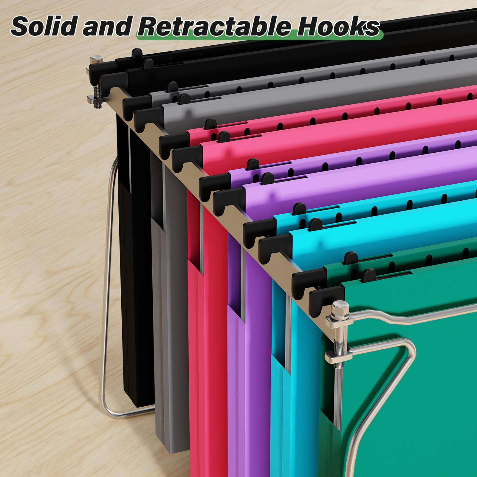 Ansook Lot de 12 dossiers suspendus en plastique de grande capacité, pochette accordéon extensible de 2,5 cm, robustes pour classeurs, dossiers suspendus rigides et durables, onglets insérables,