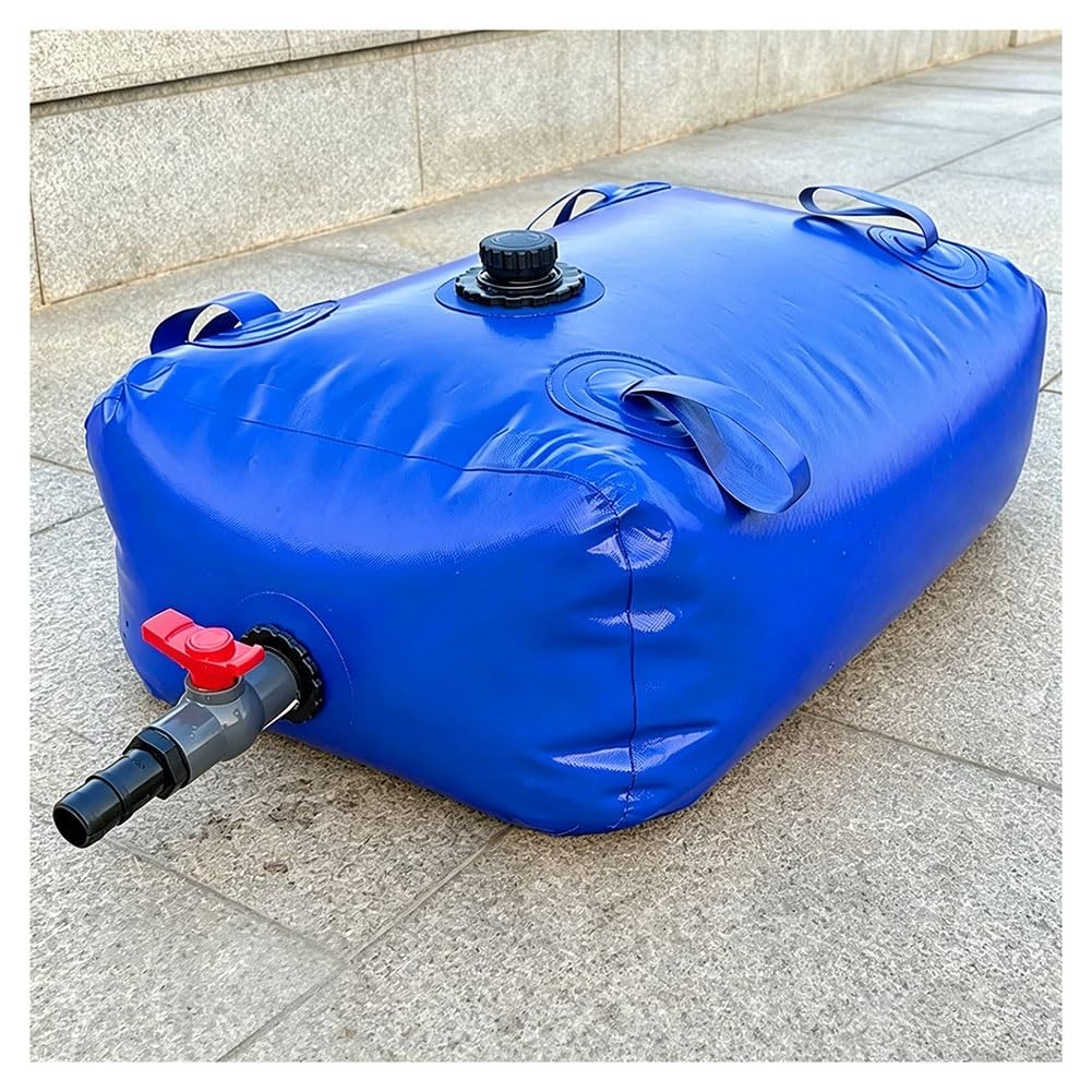 26-2642 GAL Large Capacity Soft Water Bladder Tank, Foldable Portable Water Tank with Valves & 4 Pull Ring, Emergency Water Bag for RV, Truck Bed, Fire Prevention(1x0.7x0.5m-350L/92GAL)