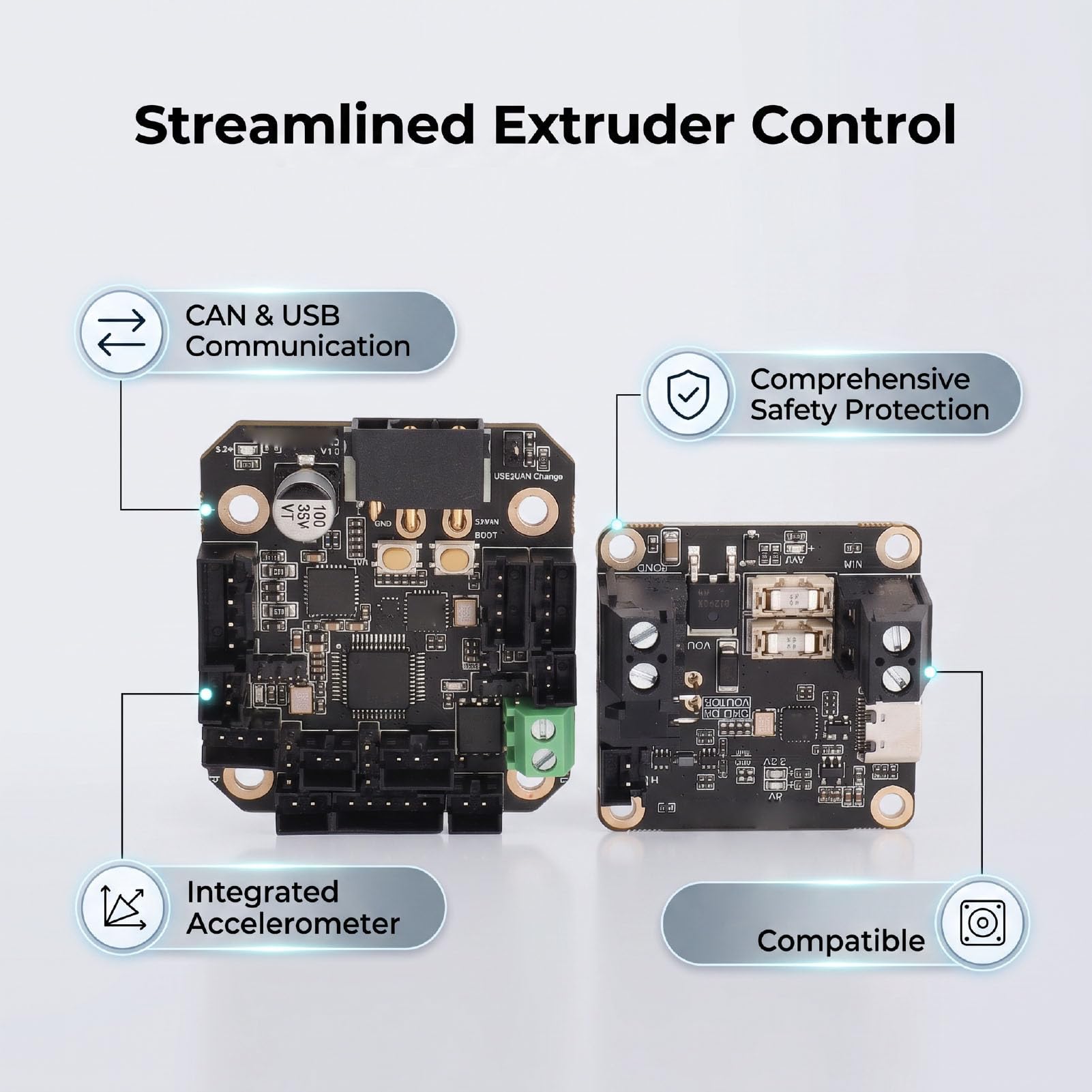 SEAFRONT Adattatore Estrusore EBB42 GEN2 Scheda Adattatore Estrusore Stampante 3D Comunicazione CAN USB Pulsante BOOT Accelerometro MEMS con Protezione ESD per Motore Passo-passo NEMA 14