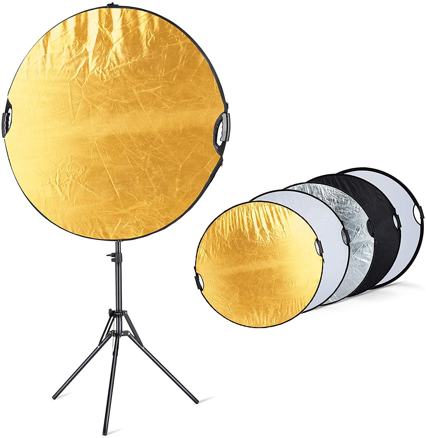 Amazon | Selens 5-in-1 丸レフ板 110cm ライトスタンド180cm クリップ