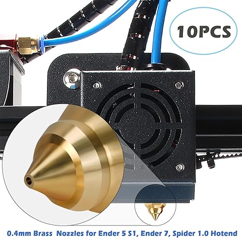 Miniatura 6 de Creality - 10 boquillas de latón de 0.016 in para Ender 5 S1, piezas de impresora 3D de alta velocidad M6 0.016 in Kit de boquillas para Ender 5 S1,