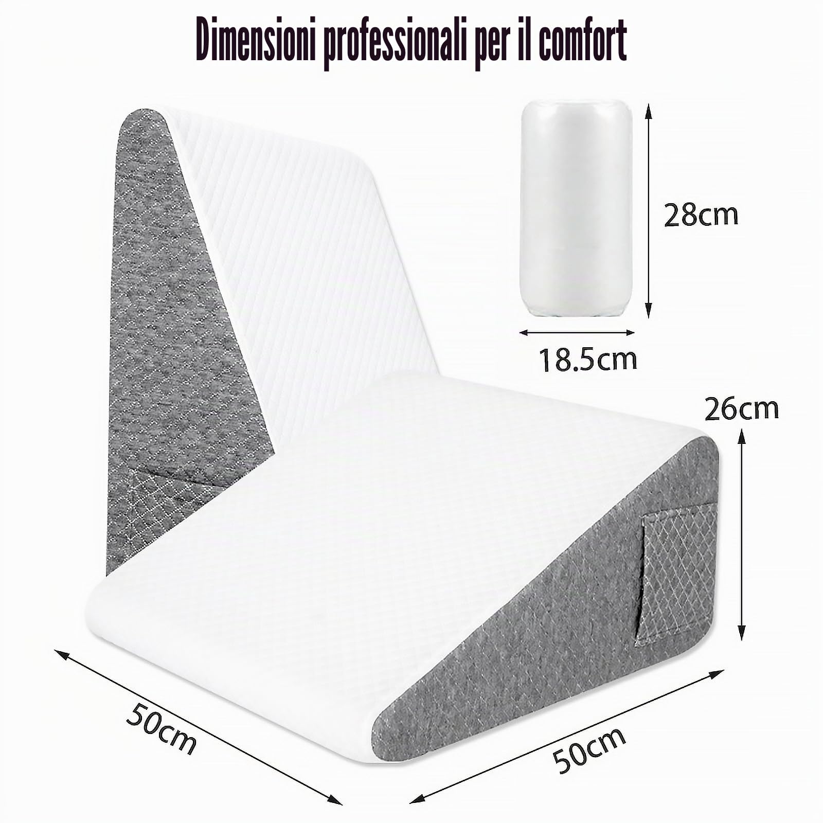 Set di 2 cuscini a cuneo, in memory foam, rimovibili, inclinabili, con poggiatesta per sollevamento gambe, supporto schiena, reflusso acido, russare, post chirurgia, lettura