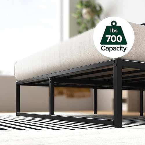 Miniatura 36 de Zinus plataforma de cama/Base de colchón de 14 pulgadas, no necesita sommier/soporte de rejilla de acero, cama doble, Acero, Negro