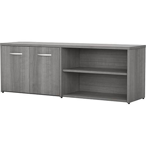 Bush Business Furniture Studio C Low Storage Cabinet with Doors and Shelves, Organization for Home or Professional Office, Platinum Gray