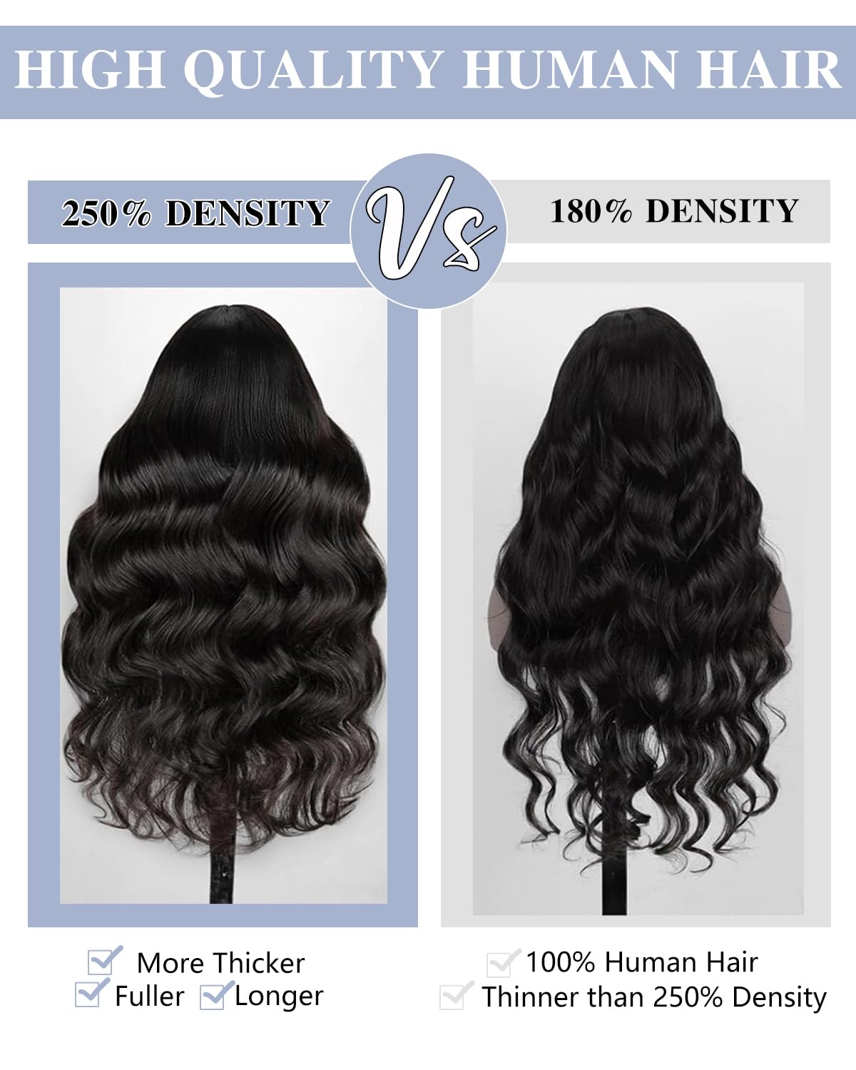 Glueless Wigs Human Hair Pre Plucked Pre Cut 250 Density 7x6 Lace Front Wigs Body Wave Closure Wig For Women 100% Human Hair Natural Black Color 24inch