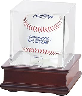 DisplayGifts Baseball Display Case Wooden Stand Lacrosse Ball Holder- Pro Graded UV Protection Cube for a Home Run or Auto...