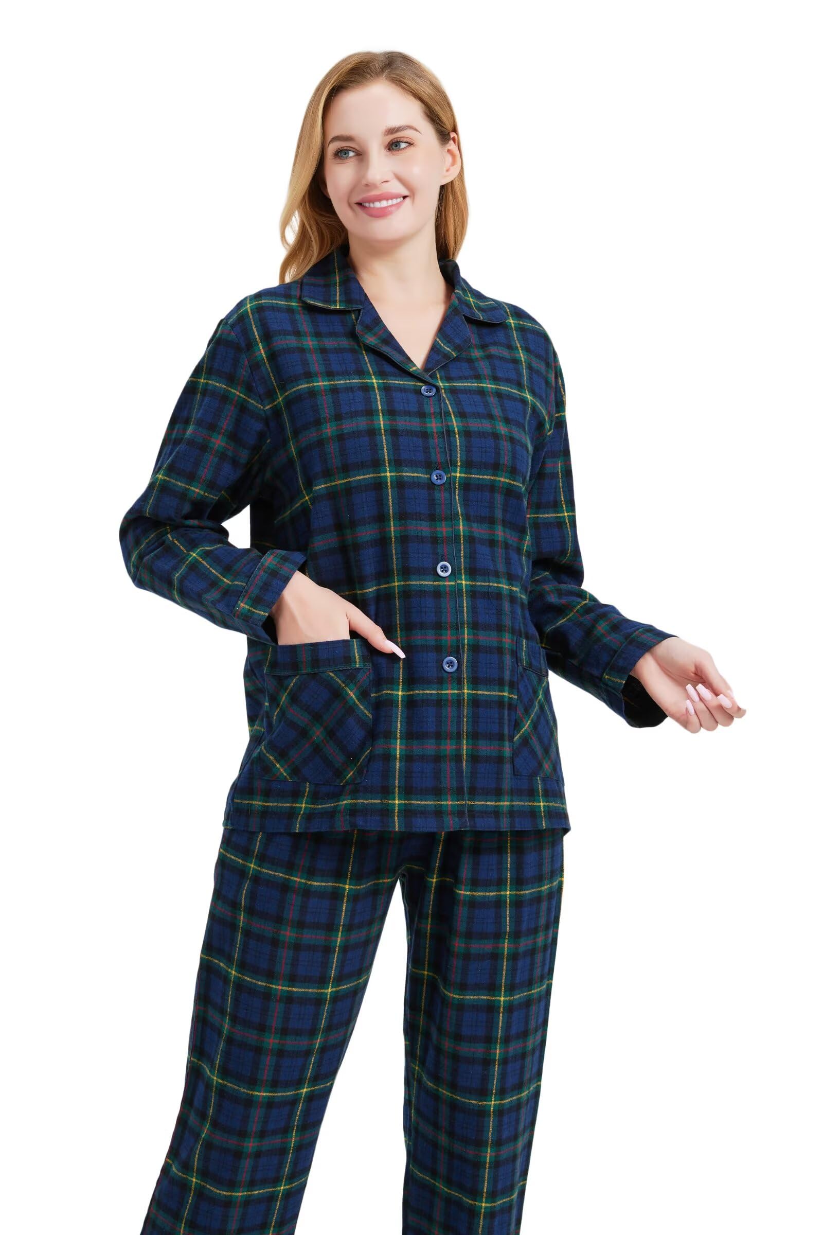 Conjunto de pijama de 2 piezas para hombre - Pijama acogedor con cordón en la cintura, pantalones de franela con bolsillos, ropa de salón para hombre