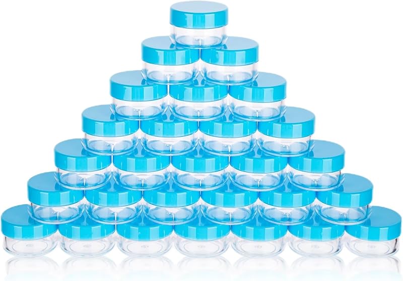 ZEJIA Frascos Recarregáveis para Cosméticos com Tampa de Rosca, 5 g, Azul, Pacote com 50