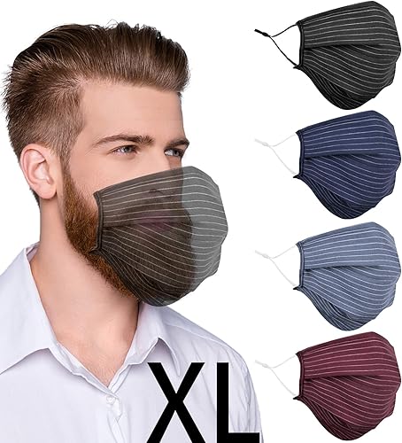 Mascarilla facial para hombres barbudos, extra grande XL, máscara facial con alambre para la nariz, lavable, reutilizable, transpirable, ajustable,