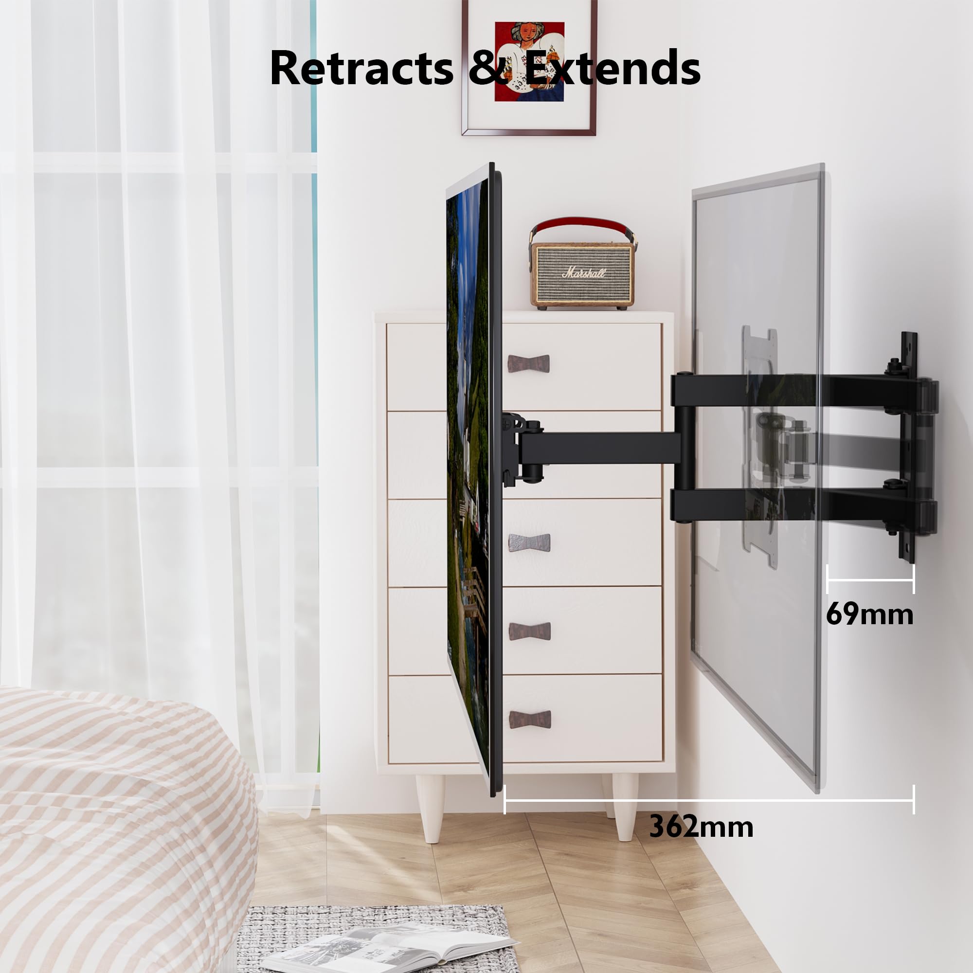 BONTEC Support Mural TV Orientable Et Inclinable Pour Grand Écran 60–110 Pouces - Photo, Audio & Vidéo