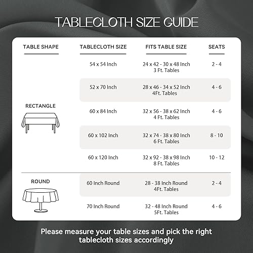 Miniatura 6 de Romanstile Paquete de 2 manteles rectangulares color gris oscuro de 52 x 70 pulgadas, para mesas de 4 pies, resistentes a las manchas y a las