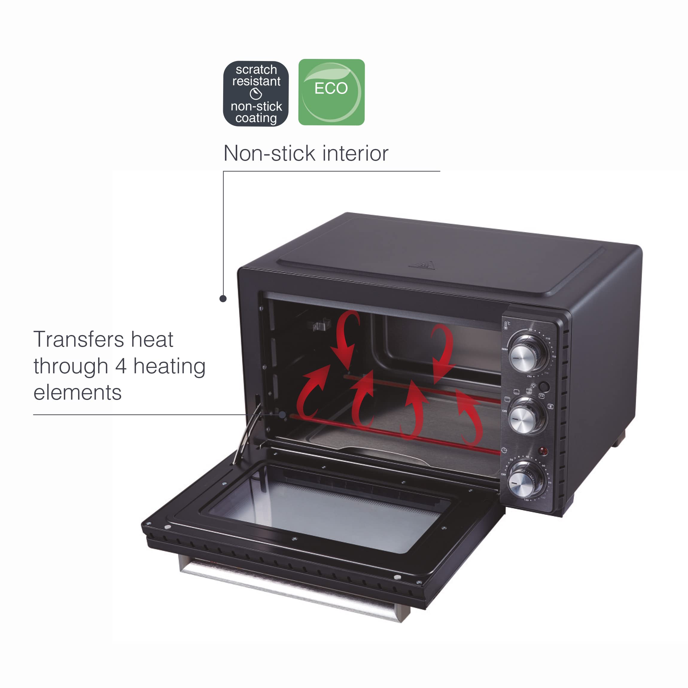 Lacor 69347 - Four électrique de plan de travail, petit four de cuisine | Ustensile professionnel durable; conçu pour un rendement optimal y nettoyage rapide et facile au lave-vaisselle
