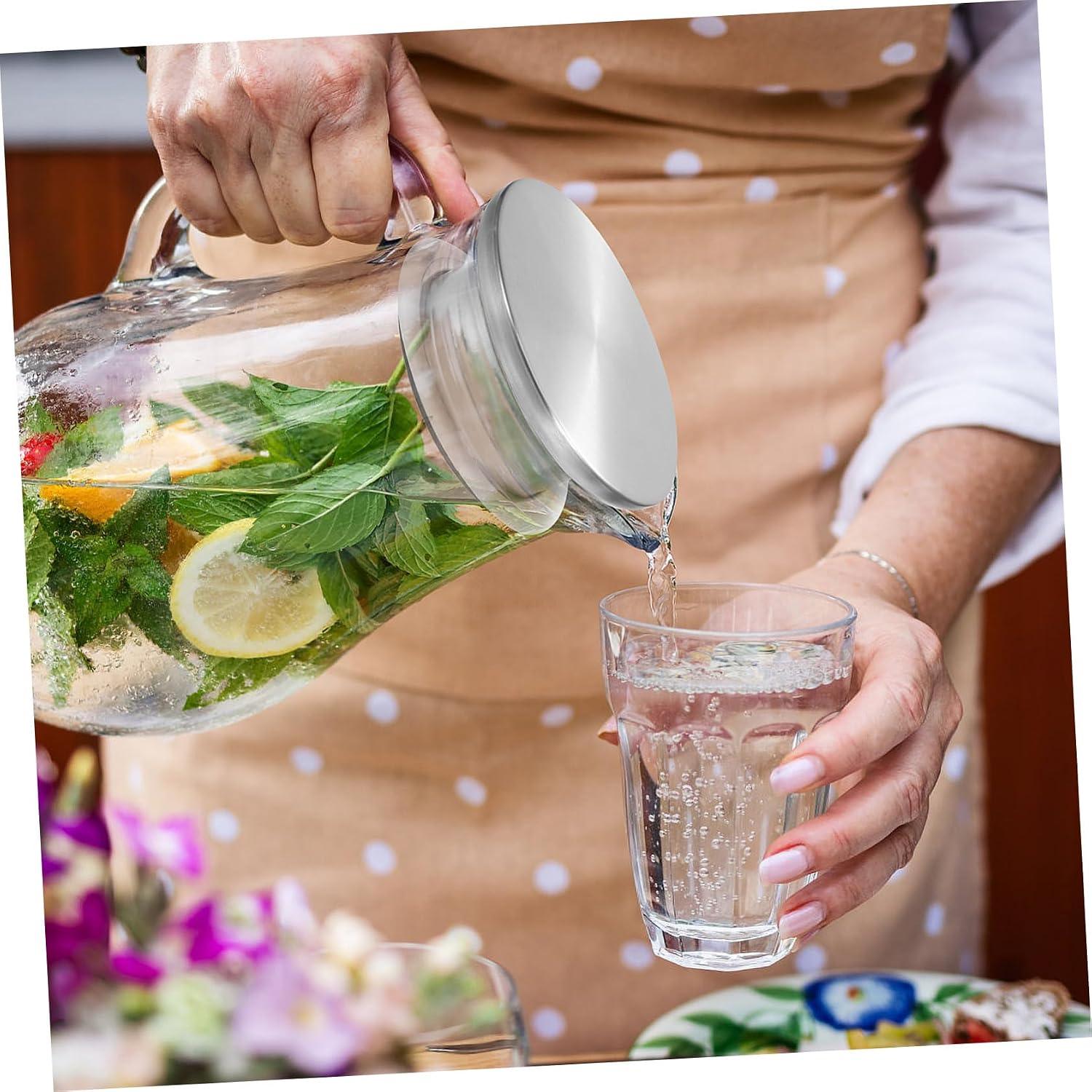 Water Pitcher Lid, Stainless Steel Strainer Lid for Glass Pitcher, Carafe s Only Stoppers Covers, Glass Water Replacement for Jug Bistro