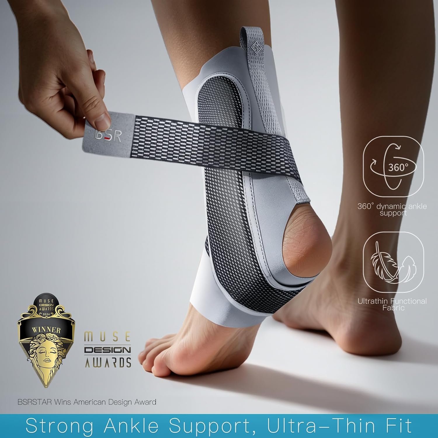 Air Armor Ankle Brace for Men Women, Single Lace Up Ankle Support Brace with Adjustable Straps, Side Stabilizers and Breathable Mesh, Ankle Stabilizer for Basketball, Soccer, Volleyball, Gym