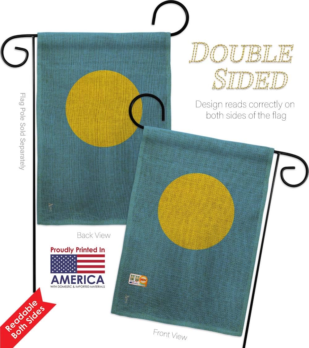 Palau Burlap Garden Flag Nationality Nation International World Country Particular Area Small Decorative Gift Yard House Banner Double-Sided Made In USA 13 X 18.5