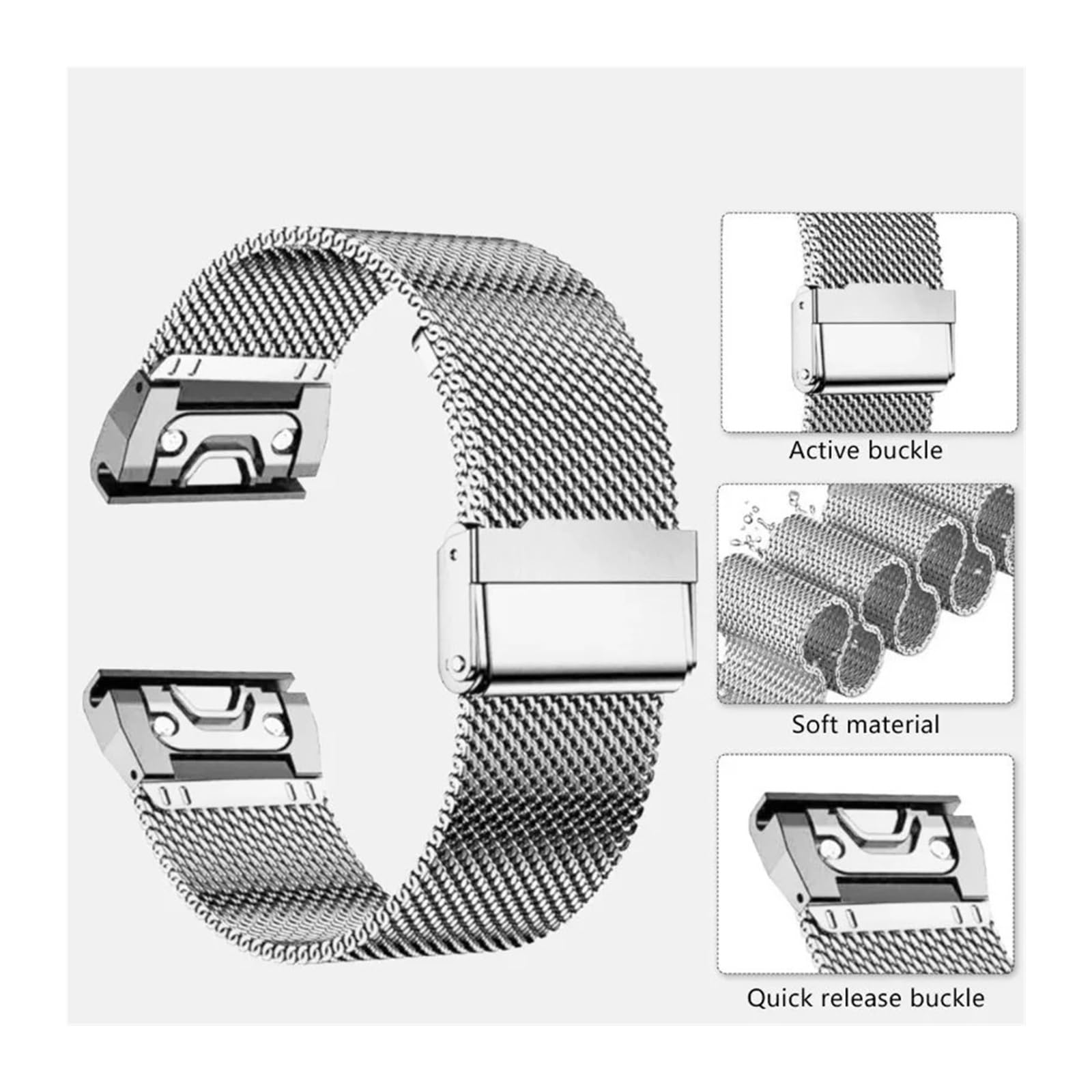 Bracelet en acier inoxydable pour montre Garmin Fenix 8 E 6 6 x 7 7x Pro 5 5x Plus 5s 6s 20/22/26 mm Bracelet en métal Accessoires
