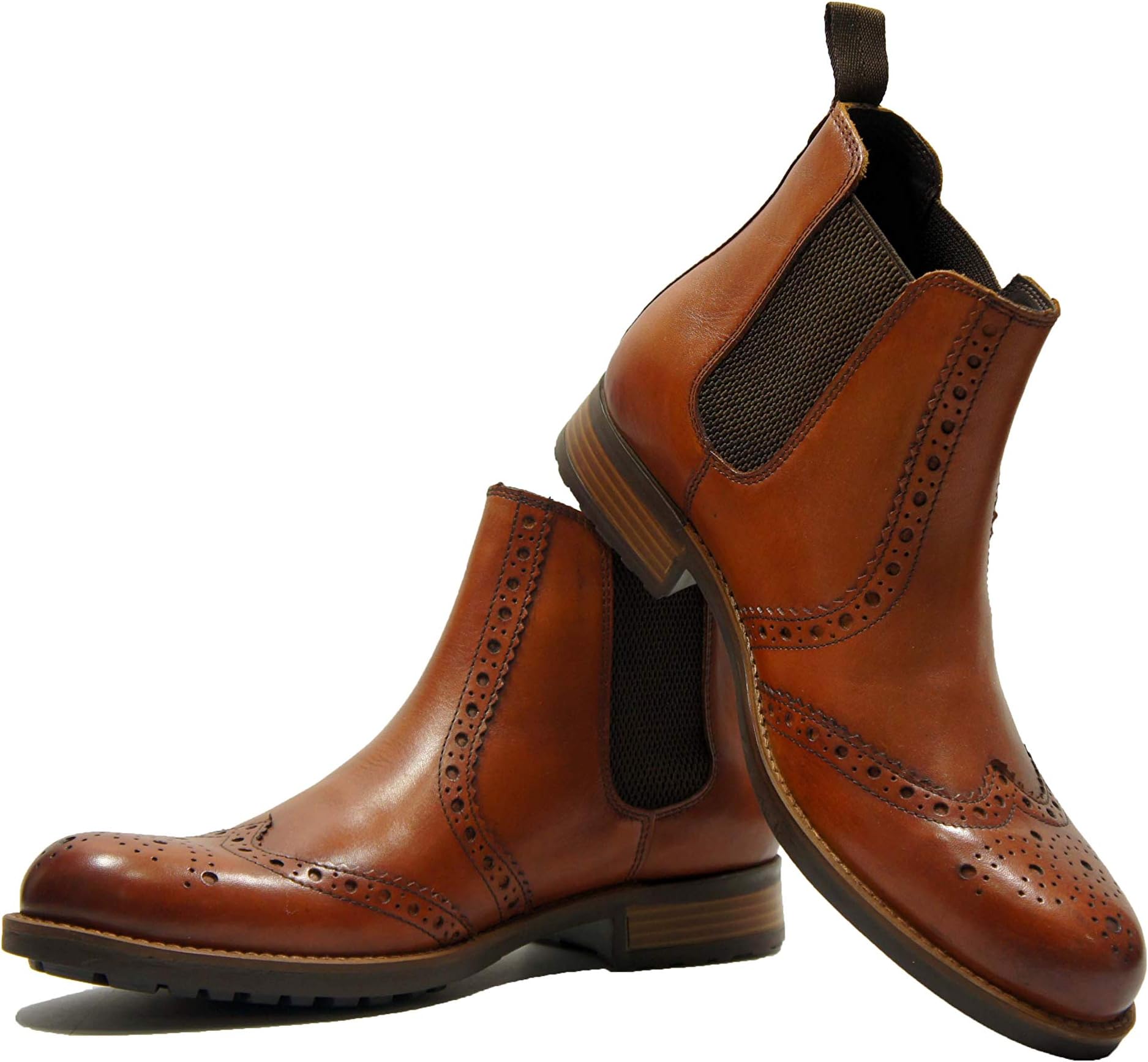 LEATHER BROGUE CHELSEA BOOT FOR MEN