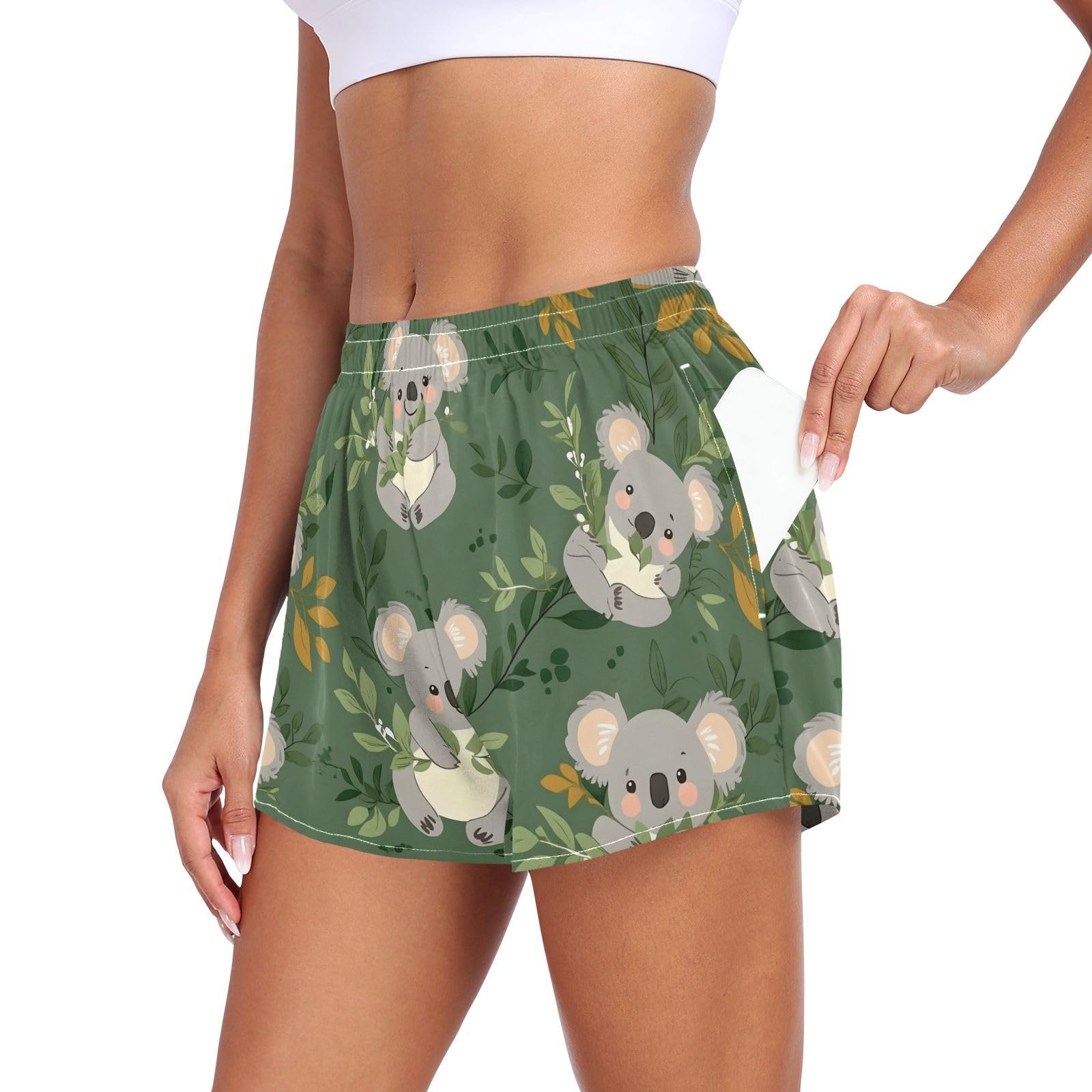 Women's Running Shorts Cute Koala Tropical Women's Athletic Shorts with Pockets XL 202b8275