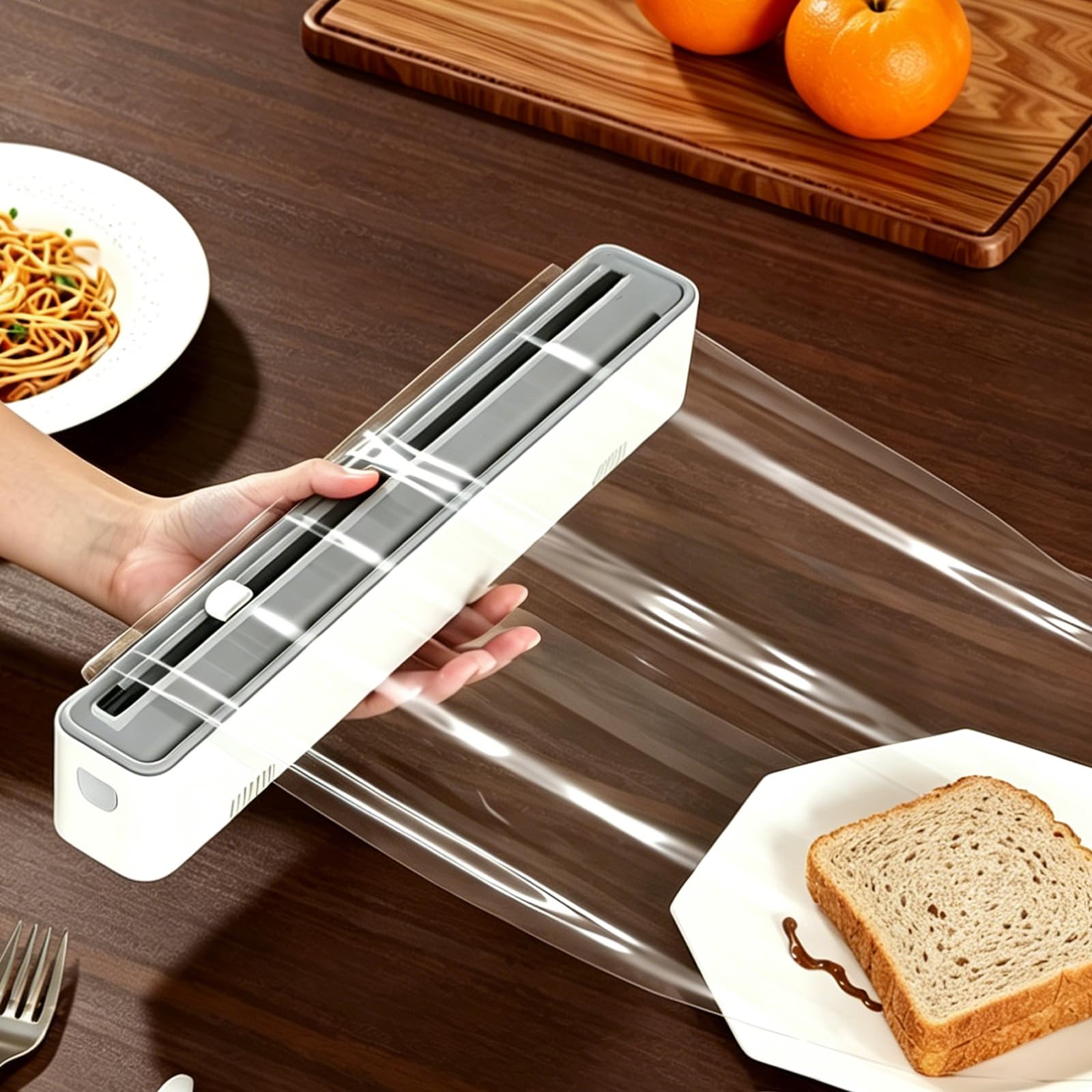 Magnétique Distributeur de Film Alimentaire, Plastique Dévidoir de Film avec Cutter, Distributeur Coupe-capsule Distributeur de Films Magnétique pour Cuisine (Gris)