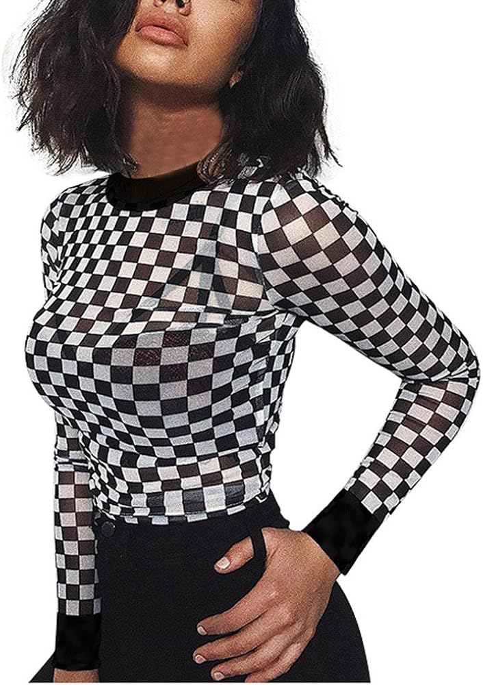 Sheer checkered top Clearance