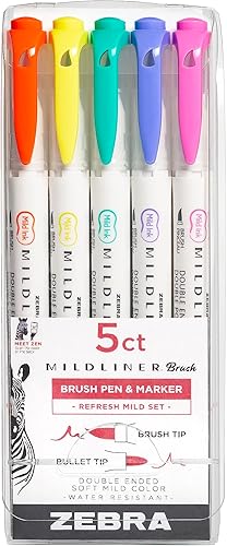 Zebra Pen Zebra Brush DBL END ASST Color Surtido Refresh 5 unidades