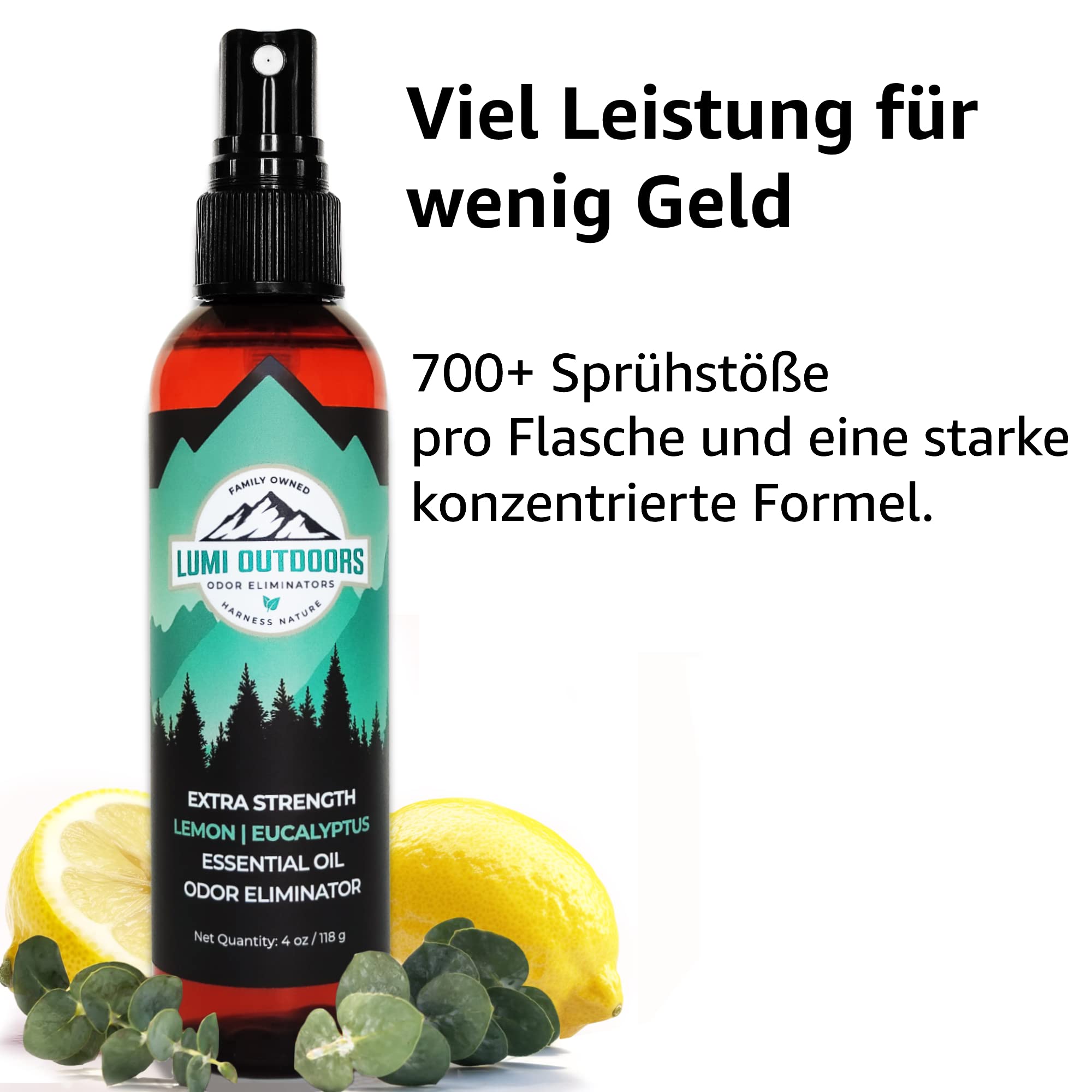 Lumi Outdoors Schuhdeo-Spray & Geruchsbeseitiger - Natürliches Schuhspray gegen Geruch - Extra starke Wirkung mit Eukalyptus-Zitronengras