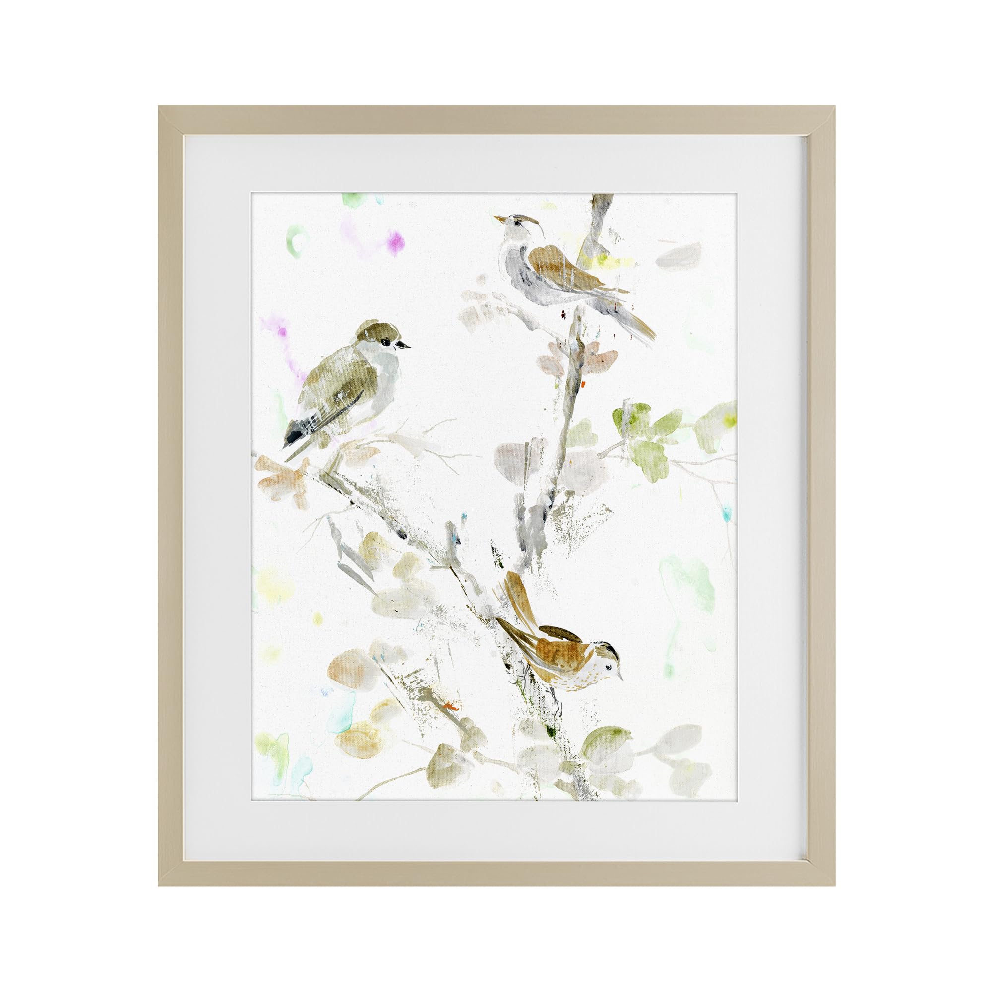 Stupell Industries 'Delicate Feathers Trio', Framed Print Under Glass, Brown, 17 x 21 Inches, Easy to Hang and Sturdy, Made in USA, by Lorenzo Collective