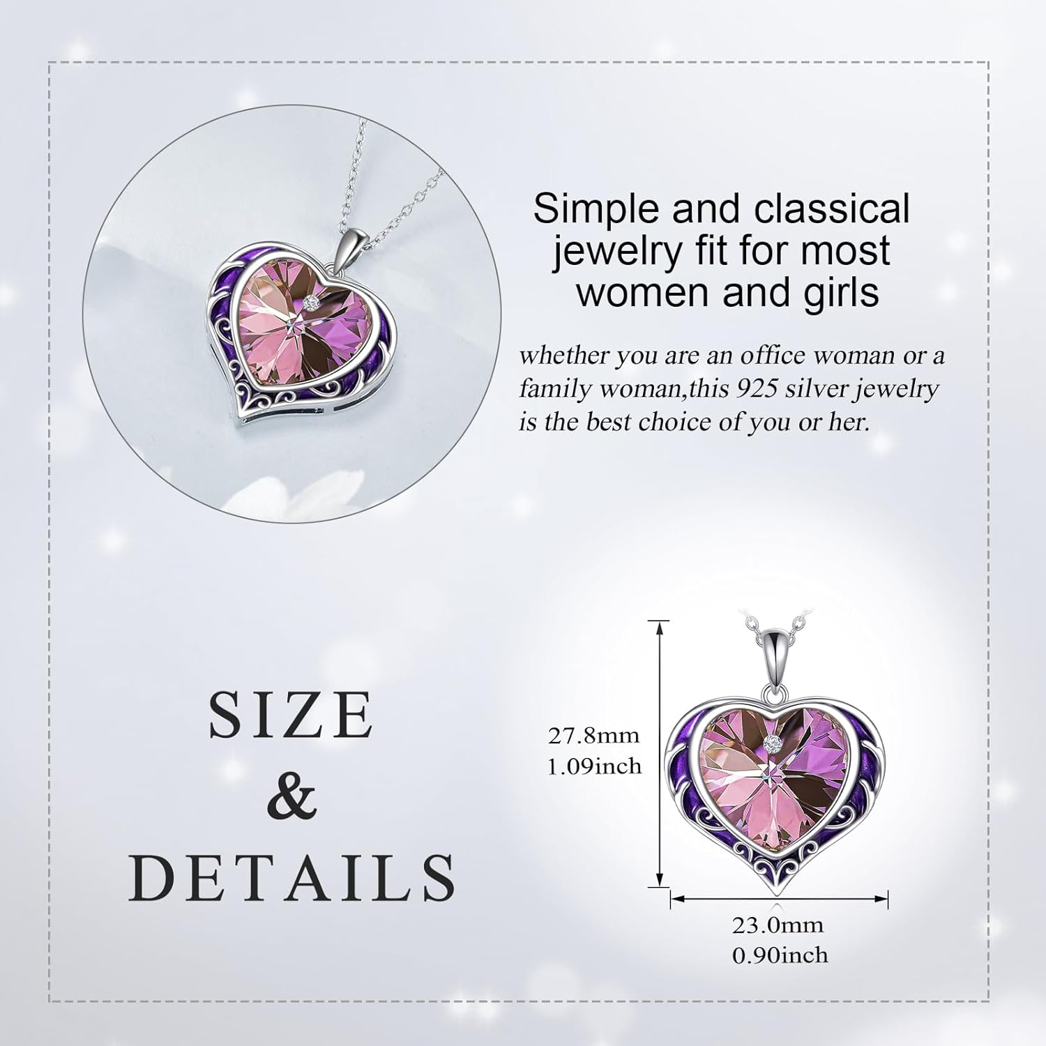 Necklaces for Women, Love Heart Pendant with Austrian Crystals, Jewelry Gifts for Wife, Sterling Silver Heart Necklaces, Birthday or Chrismas Holiday Gifts for Her, Mom - Image 6