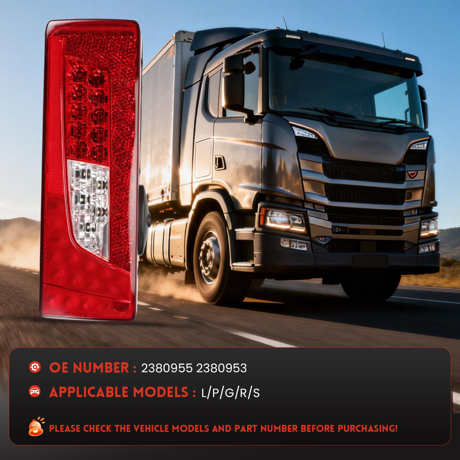 Luz Trasera Trasera Derecha para Scania L P G R S Serie Camión 2380953 Luz Trasera Luces Traseras con zumbador 2380955 2241860 | Luz trasera, luces traseras con zumbador, 2380955, 2241860