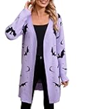 Women's Long Sleeve Cute Cardigan Sweaters V Neck Open Front Ribbed Knit Heart Sweater Coat