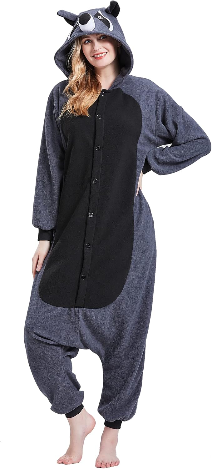 Skeleton Adult Animal Onesie Pajamas – Unisex Fleece Cosplay Costume Sleepwear for Halloween & Home Wear - Image 2