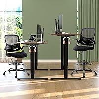 Vista 2 de DUMOS Silla de Dibujo con Brazos Abatibles, Silla Alta de Oficina para Escritorio de Pie con Ruedas 360°, Silla de Computadora Ergonómica de Malla